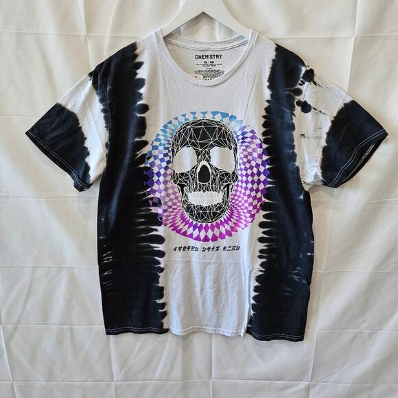 Chemistry Skull Tie Dye Cotton Short Sleeve White Tee Size XL - Picture 1 of 7